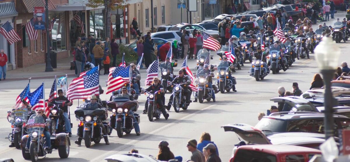 motorcycles at Emporia's Veterans Day parade