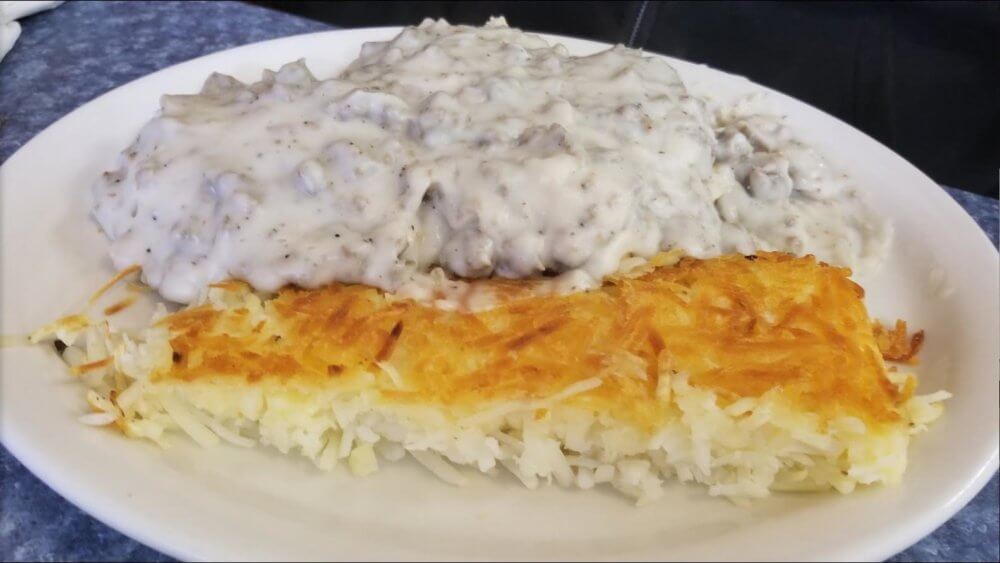 Biscuits and gravy plate at Commercial Street Diner in Emporia