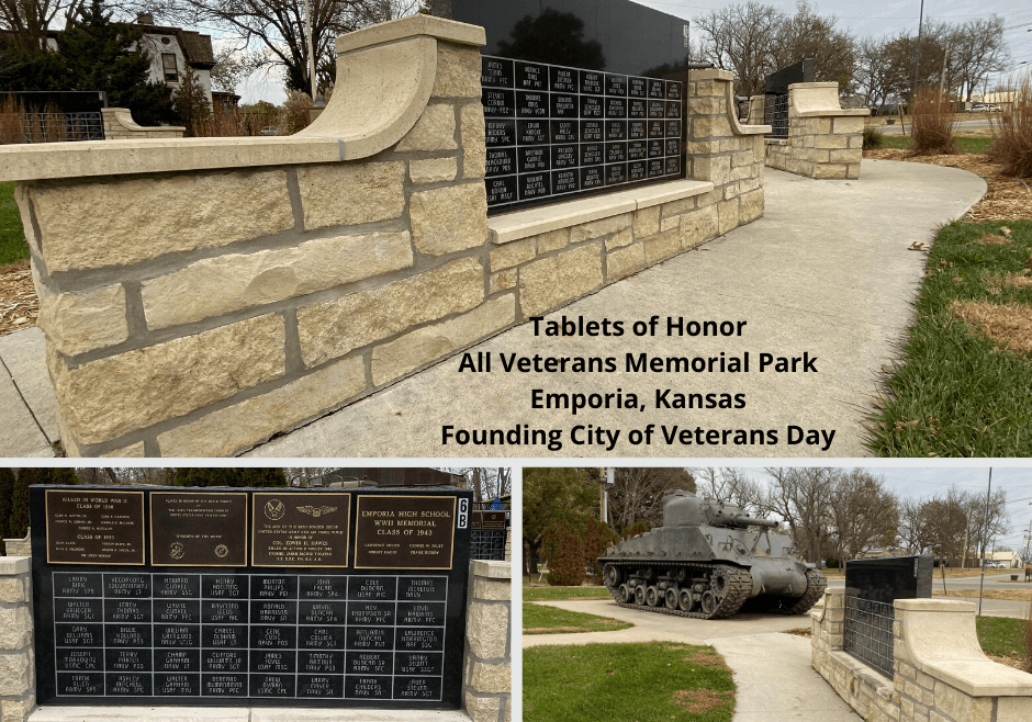 Tablets of Honor All Veterans Memorial Park Emporia, Kansas Founding City of Veterans Day