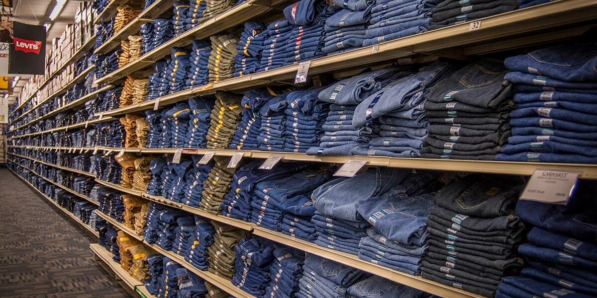 wall of jeans at Bluestem Farm and ranch