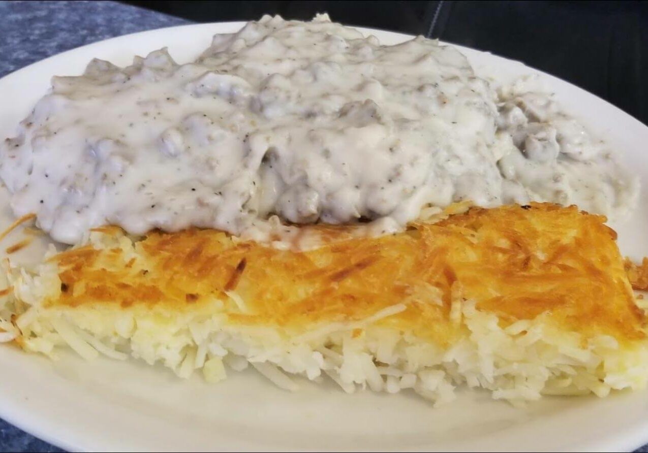 Biscuits and gravy plate at Commercial Street Diner in Emporia