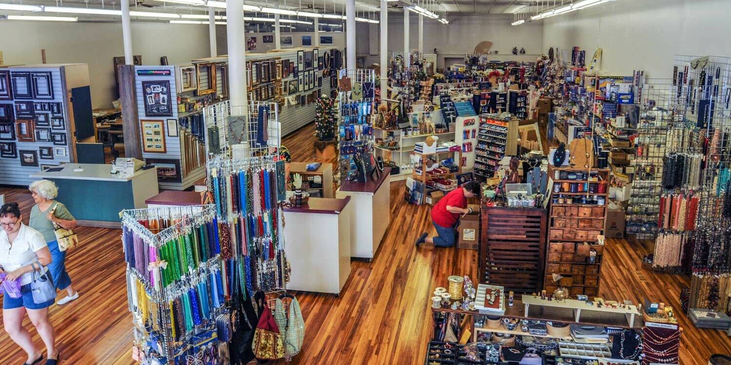 plumb bazaar store interior showing craft items